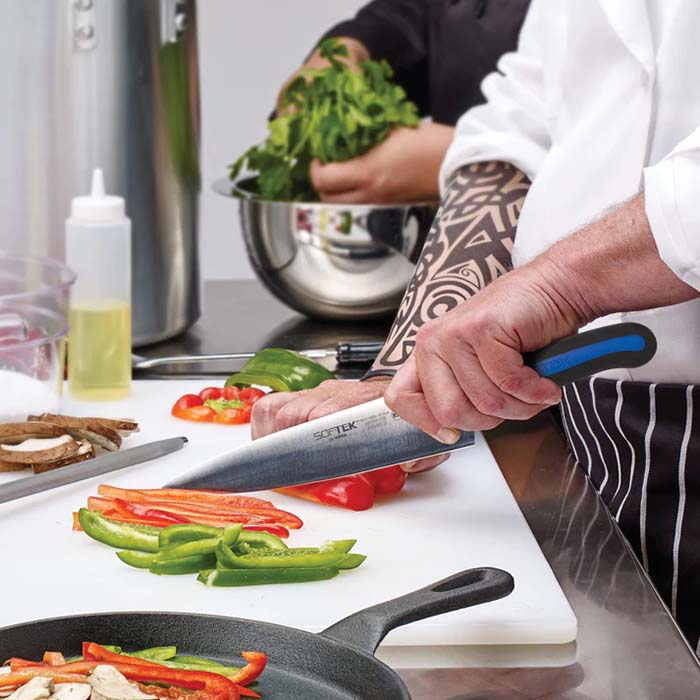 Professional kitchen knife sharpening at ZESCO’s Indianapolis restaurant supply showroom