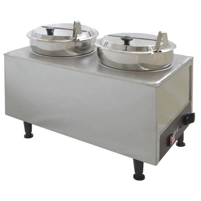 Winco 51072P - 21"W Food Warmer - (2) 7 Qt. Wells - 1200 Watts