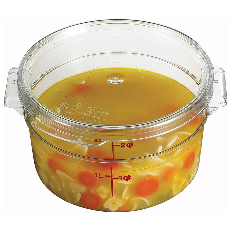 Cambro RFSCW2135 - Camwear Round Food Storage Container - 2 Qt. - Clear