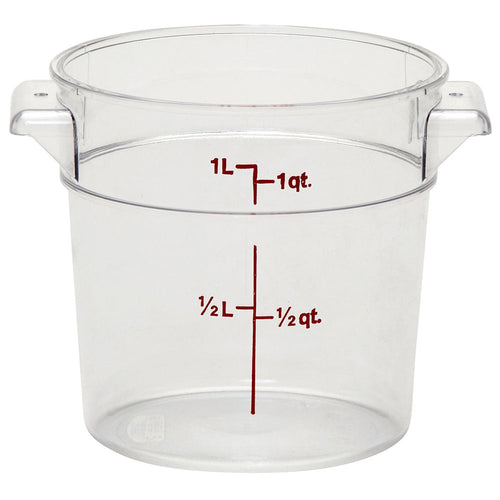 Cambro RFSCW1135 - Camwear Round Food Storage Container - 1 Qt. - Clear