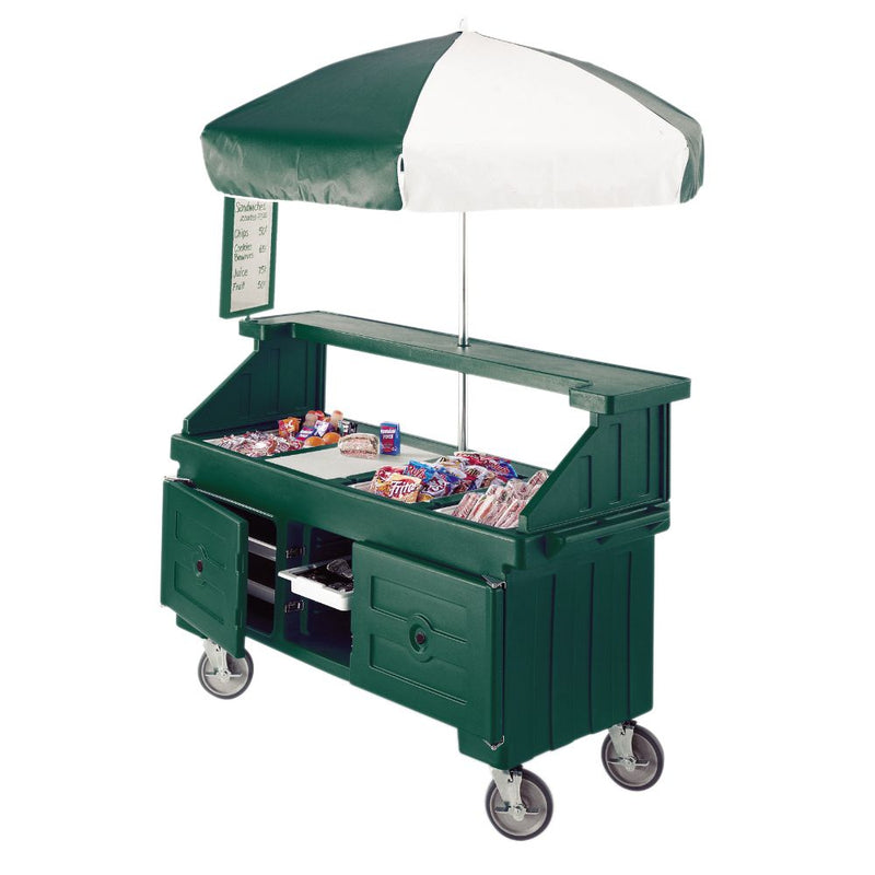 Cambro CVC724 - 74"L Camcruiser Vending Cart - 4 Serving Wells - Umbrella - Choose Color