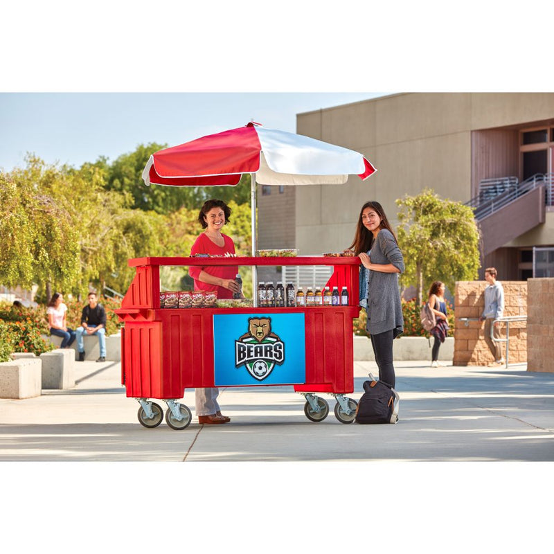 Cambro CVC724 - 74"L Camcruiser Vending Cart - 4 Serving Wells - Umbrella - Choose Color