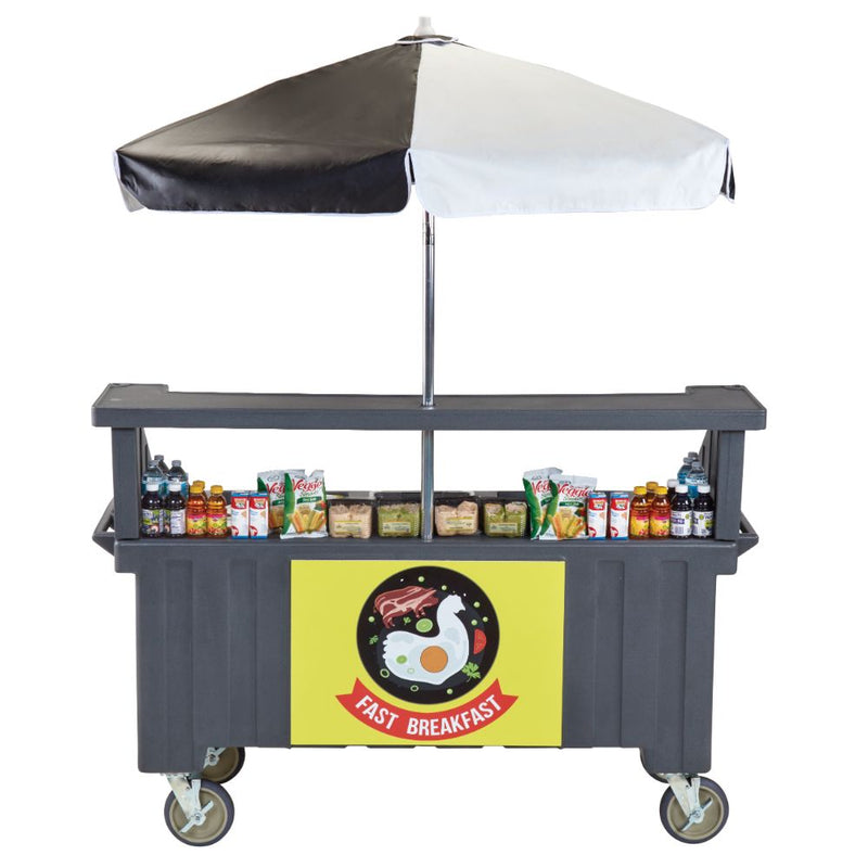 Cambro CVC72 - 74"L Camcruiser Vending Cart - 3 Serving Wells - Umbrella - Choose Color