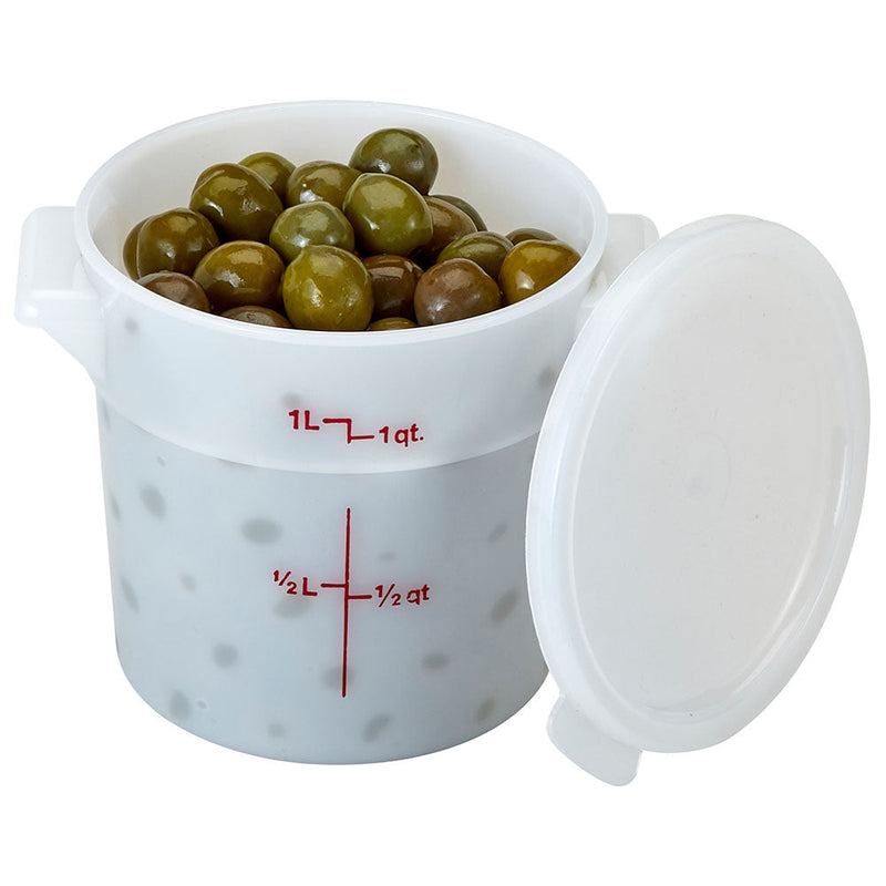 Cambro RFS1148 - Poly Round Food Storage Container - 1 Qt. - Natural White