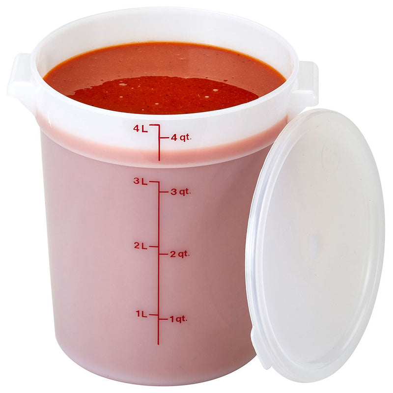 Cambro RFS4148 - Poly Round Food Storage Container - 4 Qt. - Natural White