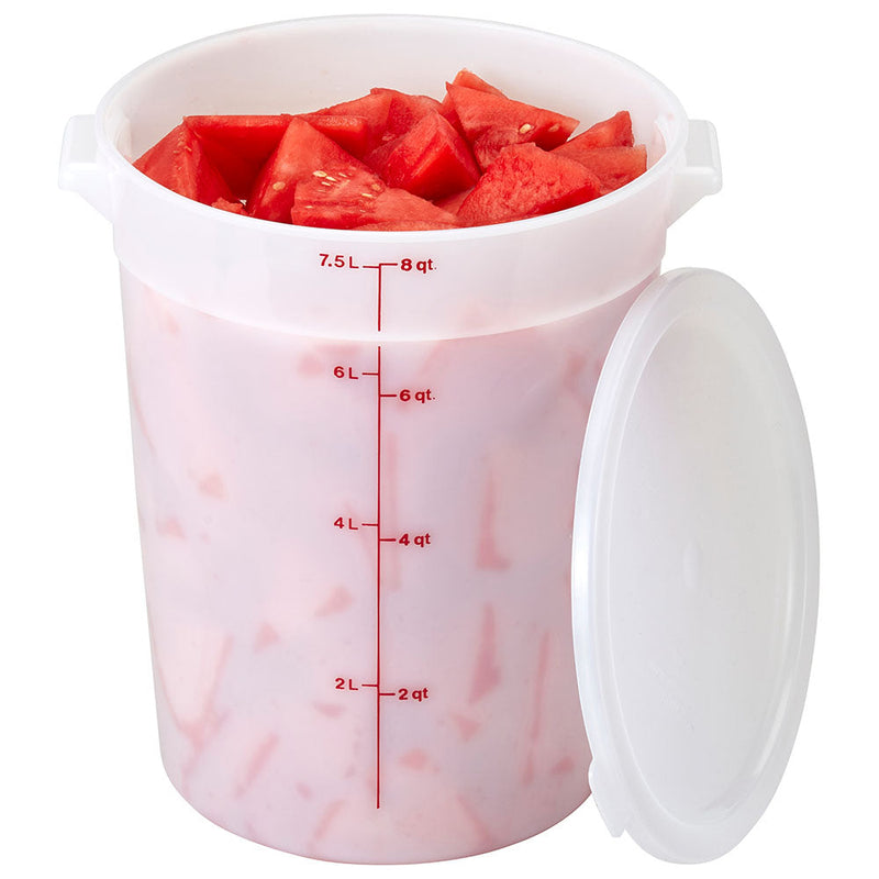 Cambro RFS8148 - Poly Round Food Storage Container - 8 Qt. - Natural White
