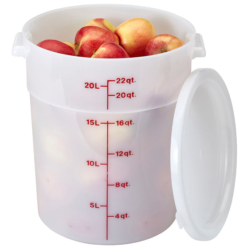 Cambro RFS22148 - Poly Round Food Storage Container - 22 Qt. - Natural White