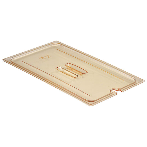 Cambro 10HPCHN150 - High Heat Notched Cover with Handle - Full-Size - Amber