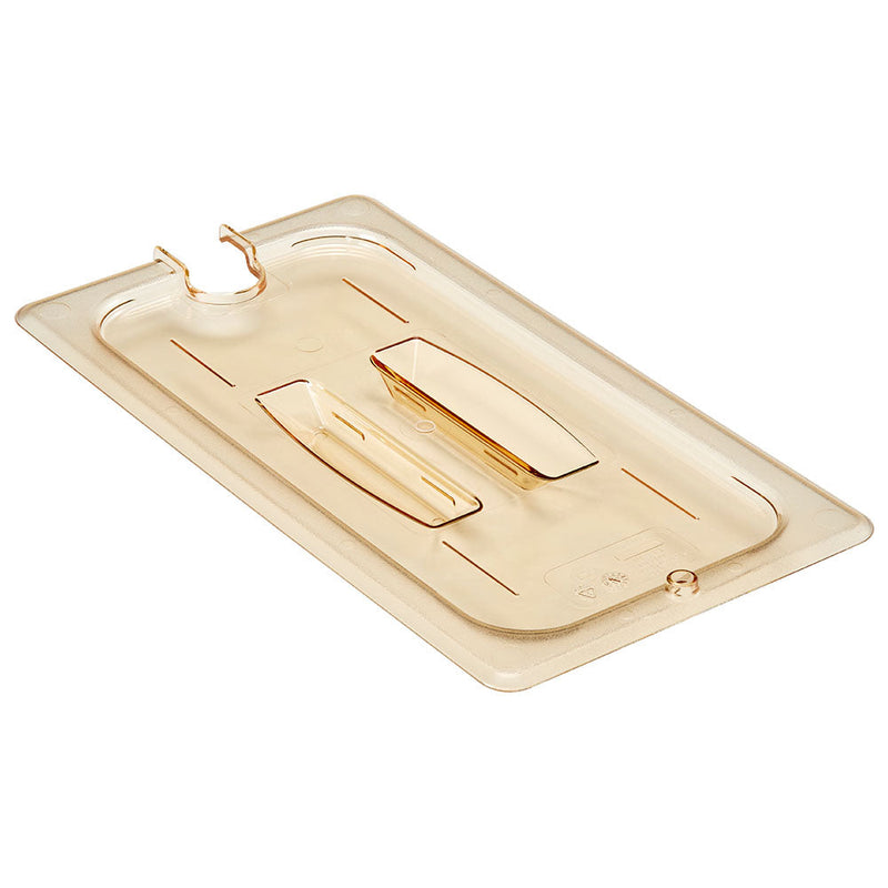 Cambro 30HPCHN150 - High Heat Notched Cover with Handle - Third-Size - Amber