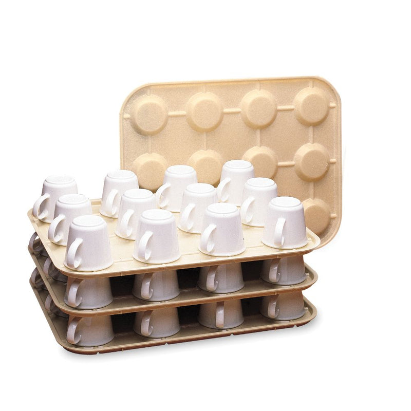 Cambro KK1200133 - 14" x 18" Plastic Cup Keeper - Holds (12) Cups - Beige