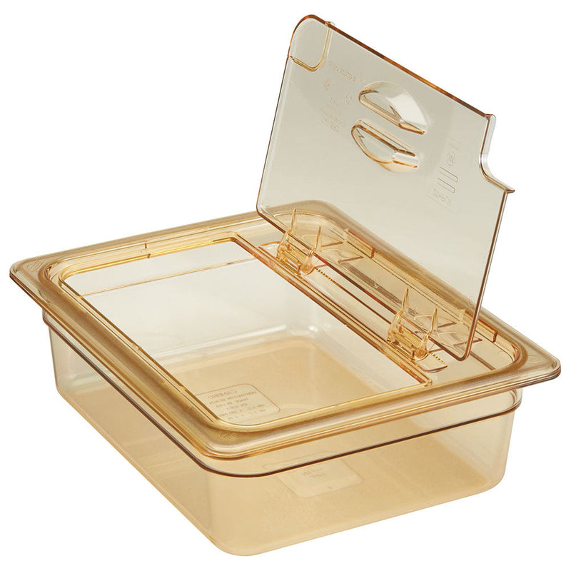 Cambro 20HPLN150 - High Heat Cover with Notched FlipLid - Half-Size - Amber