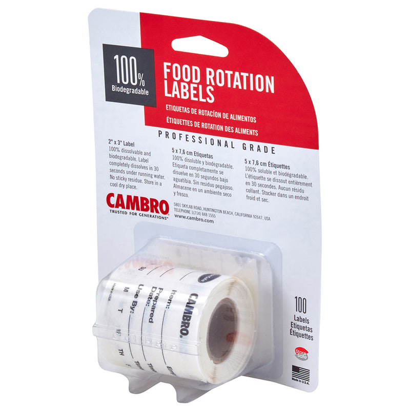 Cambro 23SL - Food Rotation Labels - 2" x 3" - 100% Dissolvable