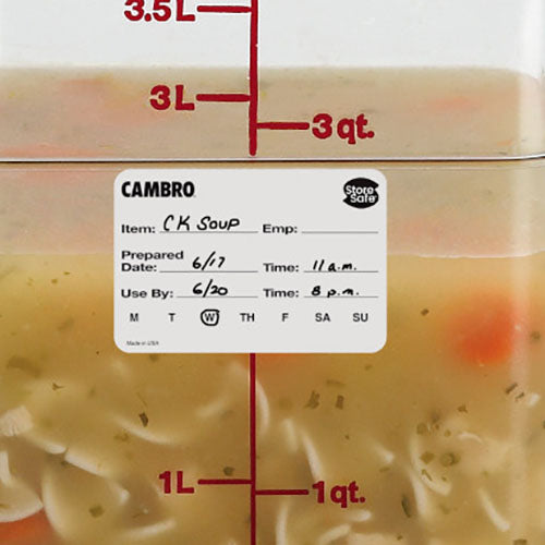 Cambro 23SLB250 - Food Rotation Labels - 2" x 3" - 100% Dissolvable