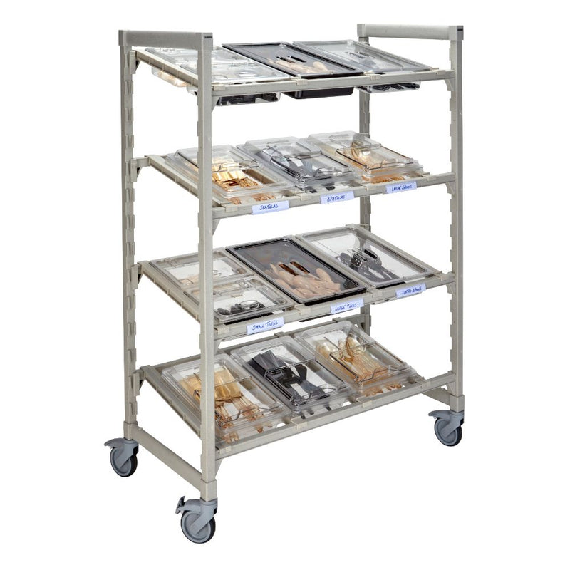 Cambro CPM244867FX1480 - 48"W Flex Station Service/Storage Cart - (4) Levels - Speckled Gray