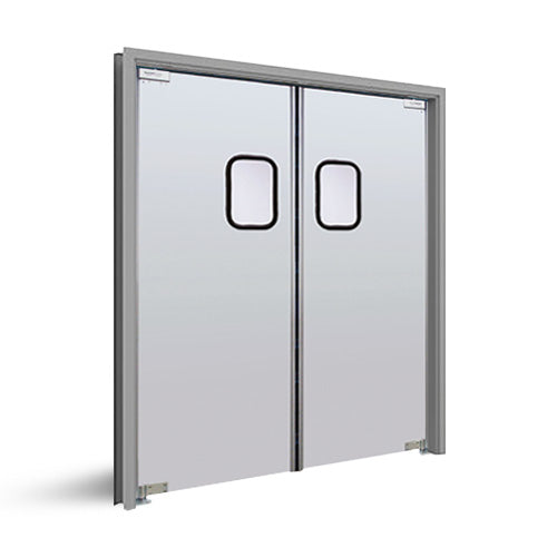 Puertas Eliason LWP-3-56DBL-DR - Puerta batiente de doble tráfico de 56" de ancho - Acabado económico de aluminio