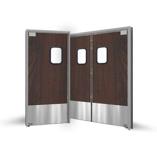 Puertas Eliason SCP-8-56DBL-DR - Puerta batiente de doble tráfico de 56" de ancho - Núcleo de madera con acabado laminado