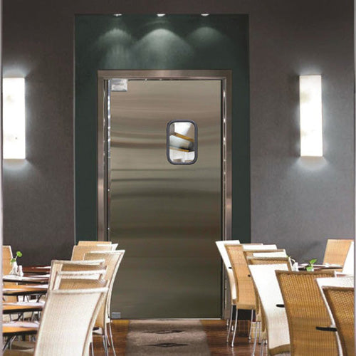 Puertas Eliason SCP-3-56DBL - Puerta batiente de doble tráfico de 56" de ancho - Núcleo de madera con acabado de acero inoxidable