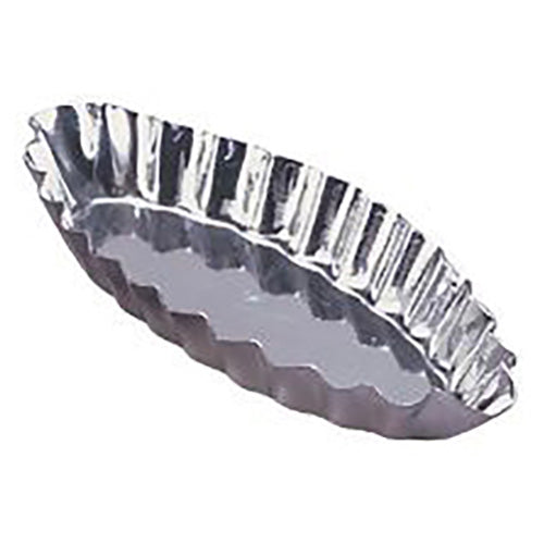 Allied Metal BARF4150 - Fluted Oval Pastry Mold - Tinned Steel - 4-1/3" x 1-7/8" x 1/2"H