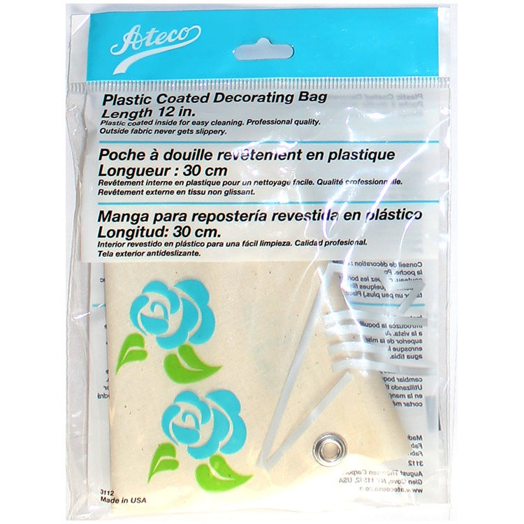 ATECO 3112 - Manga pastelera de lona de 30 cm de largo - Revestida de plástico