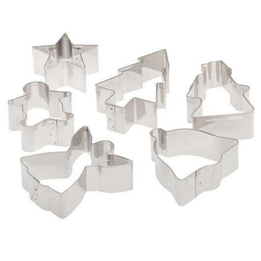 ATECO 4842 - Juego de cortadores de galletas navideños - 6 formas - Acero inoxidable