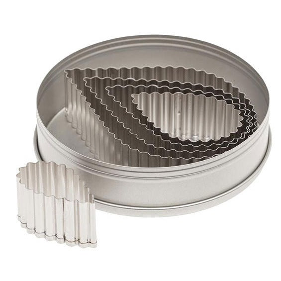 ATECO 5202 - Juego de cortadores en forma de lágrima - Borde estriado - Acero inoxidable