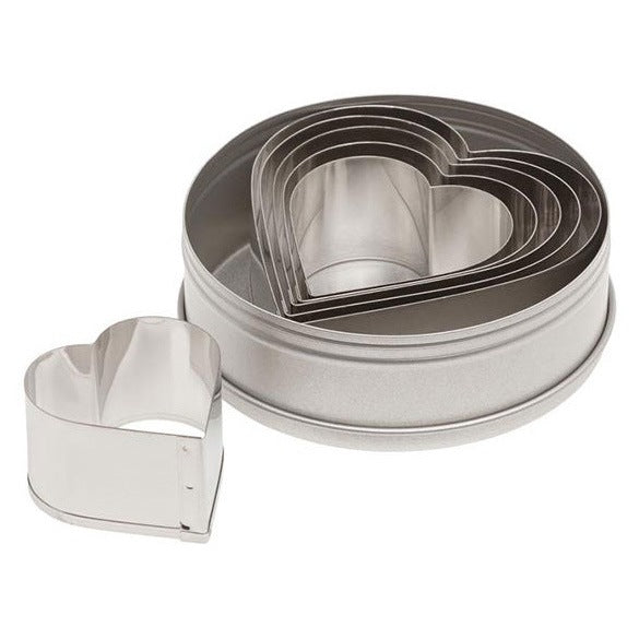 ATECO 7804 - Heart Cutter Set - 6 Sizes - Plain Edge - Stainless Steel