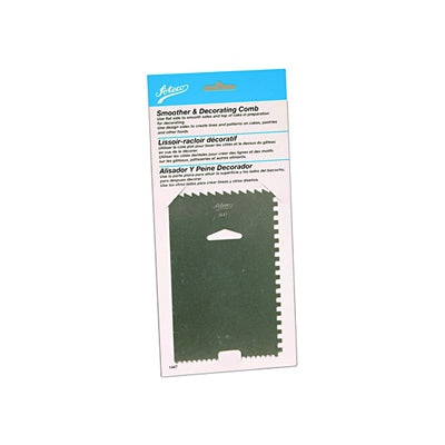 ATECO 1447 - Icing Smoother / Decorating Comb - (3) Edge Designs plus Smooth - Aluminum