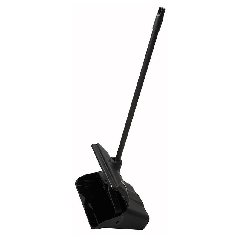 Winco DP-13C - Recogedor de polvo para vestíbulo - Tolva negra de 30 cm - Mango de aluminio de 86 cm