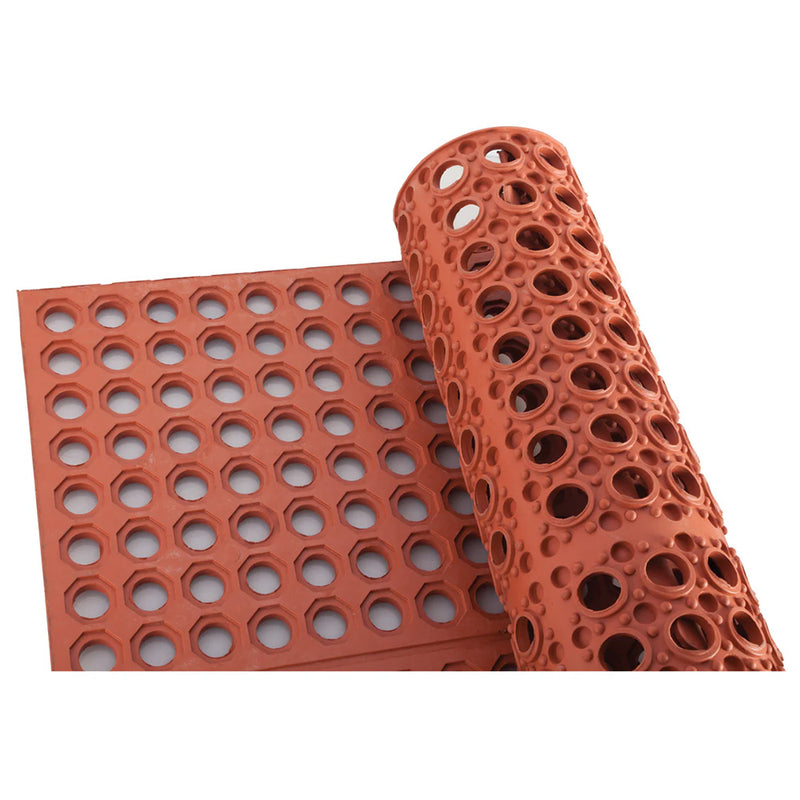 Winco RBM-35R-R - 3' x 5' x 7/16" - Red Grease-Proof Floor Mats
