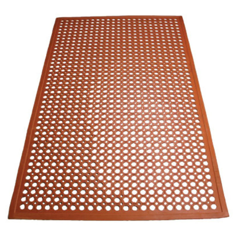 Winco RBM-35R-R - 3' x 5' x 7/16" - Red Grease-Proof Floor Mats