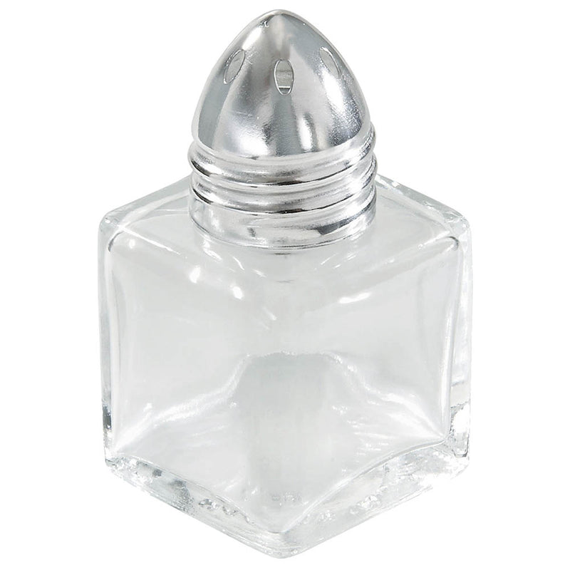 Winco G-100 - Salero o pimentero cuadrado de 1/2 oz - Tapa cromada