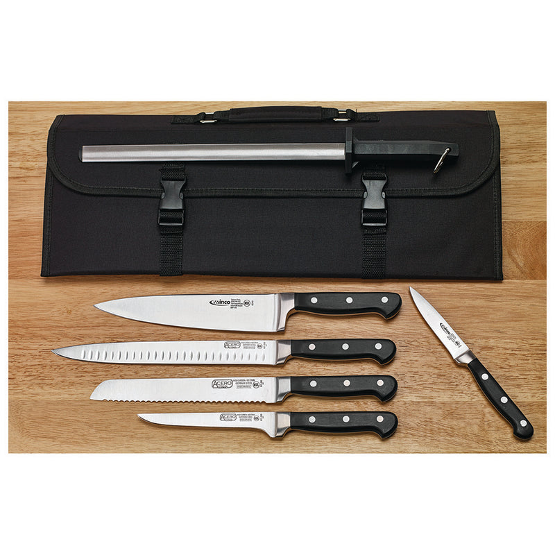 Winco KFP-KITA - 7-Piece Acero Knife Set with Bag