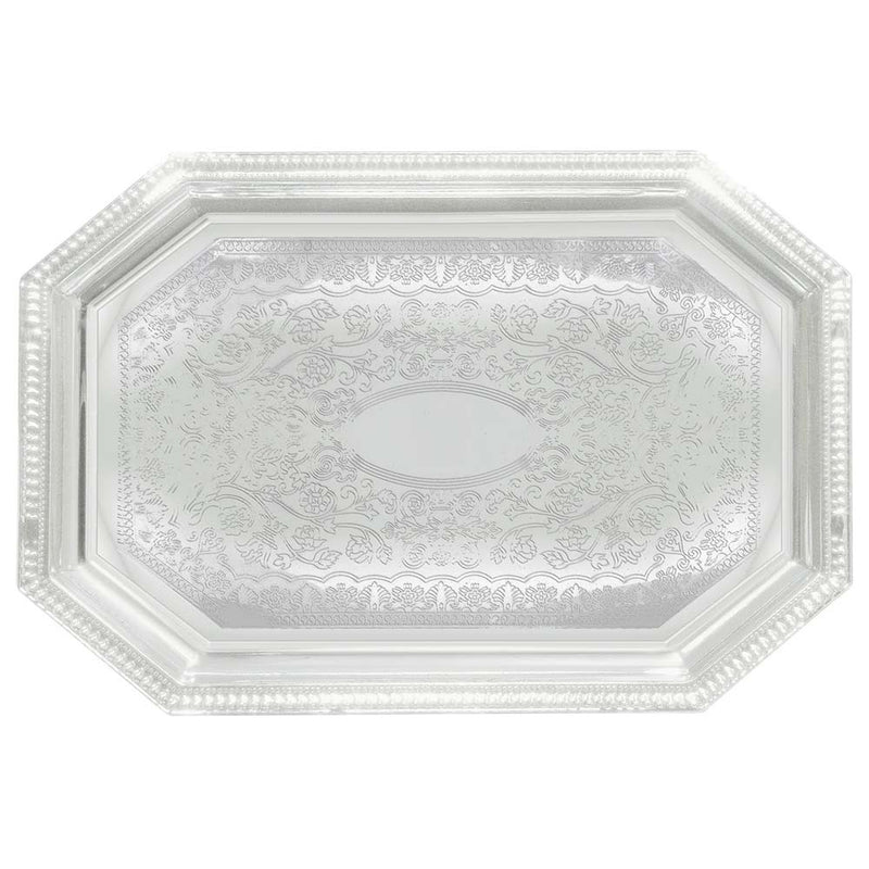 Winco CMT-1420 - Bandeja de servicio metálica octogonal - 50,8 cm de largo x 35,5 cm de ancho