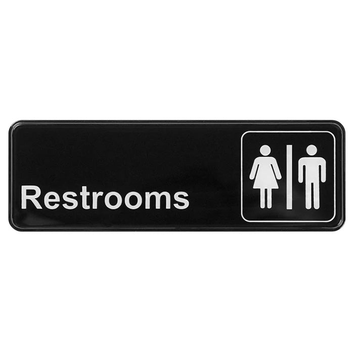 Winco SGN-313 - 3" x 9" - Information Sign with Symbol - "Restrooms"