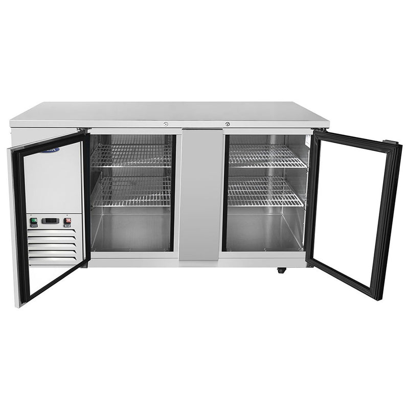 Atosa MBB69GGR - 68"W Back Bar Cooler - (2) Glass Doors - Stainless