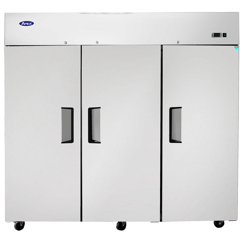 Atosa MBF8003GR - Congelador vertical de 78" de ancho - (3) puertas - Montaje superior