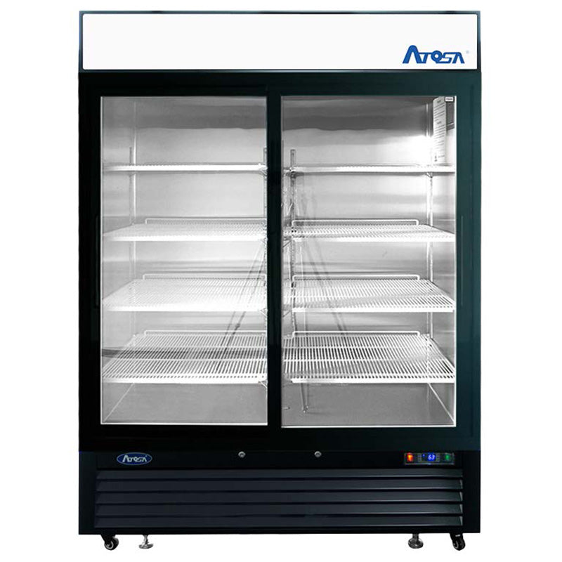 Atosa MCF8727GR - 54"W Refrigerator Merchandiser - (2) Sliding Glass Doors - Black