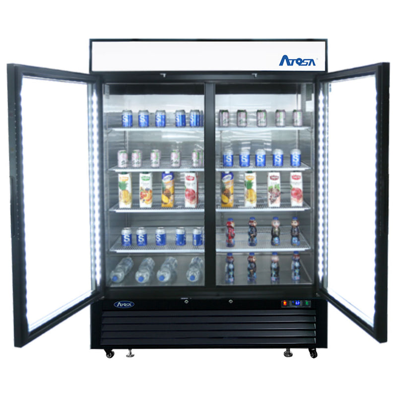 Atosa MCF8727GR - 54"W Refrigerator Merchandiser - (2) Sliding Glass Doors - Black
