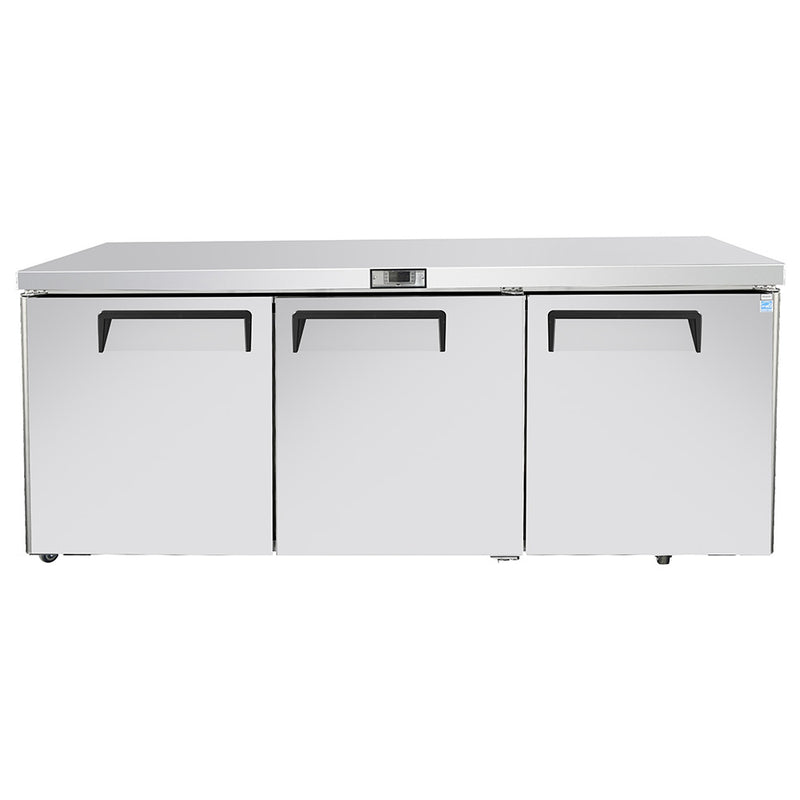 Atosa MGF8404GR - Refrigerador bajo encimera de 72" de ancho - (3) puertas