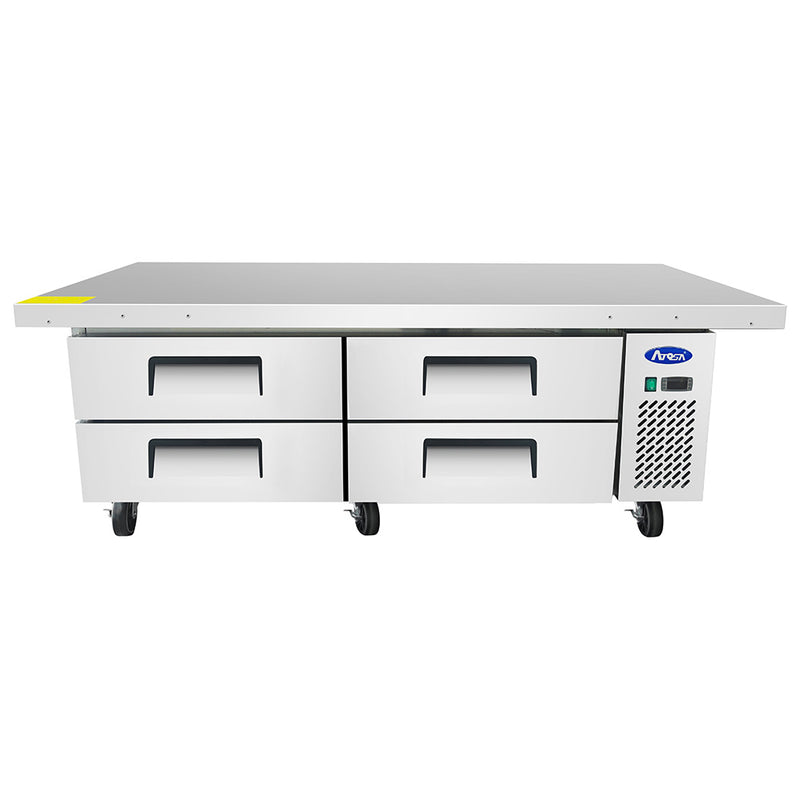 Atosa MGF8454GR - Base de chef refrigerada de 76" de ancho - (4) cajones - Parte superior extendida