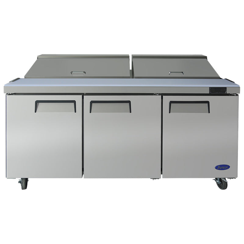 Atosa MSF8304GR - Mesa de preparación para sándwiches Mega Top de 72" de ancho - (3) Puertas - (18) Bandejas