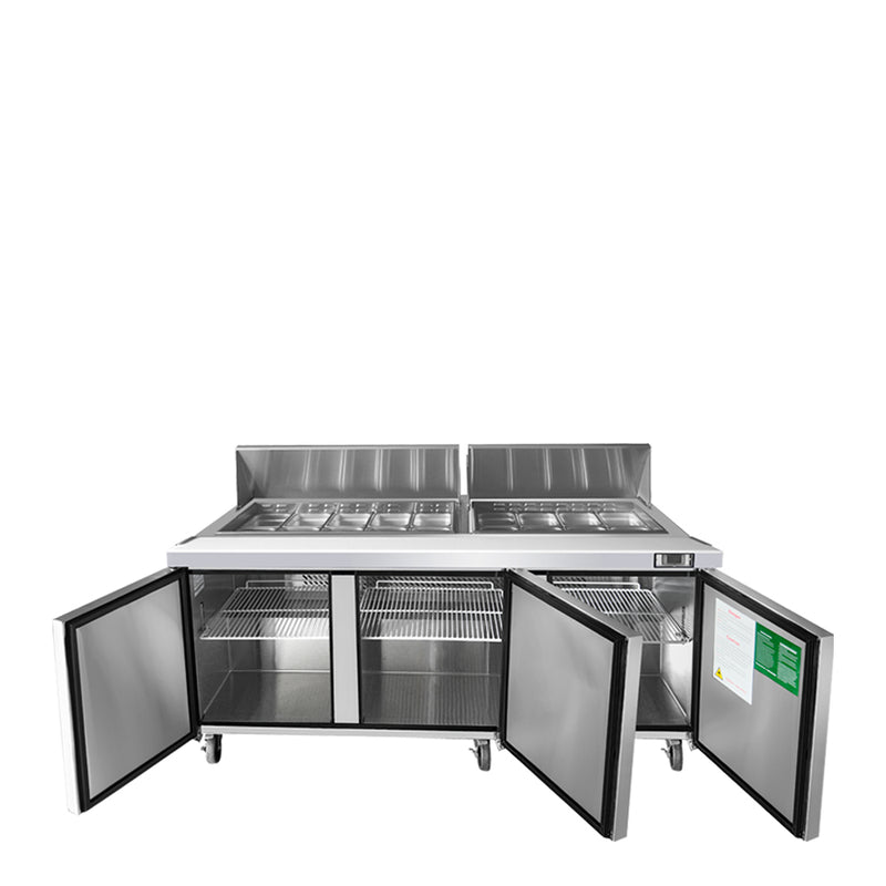 Atosa MSF8304GR - Mesa de preparación para sándwiches Mega Top de 72" de ancho - (3) Puertas - (18) Bandejas