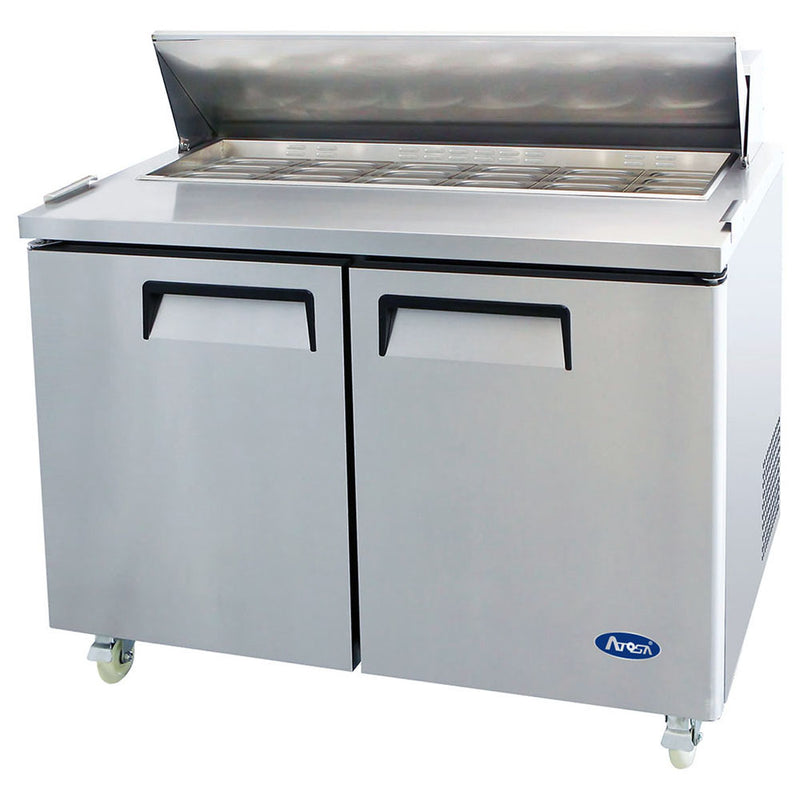 Atosa MSF8306GR - Mesa de preparación para sándwiches Mega Top de 48" de ancho - (2) Puertas - (18) Bandejas
