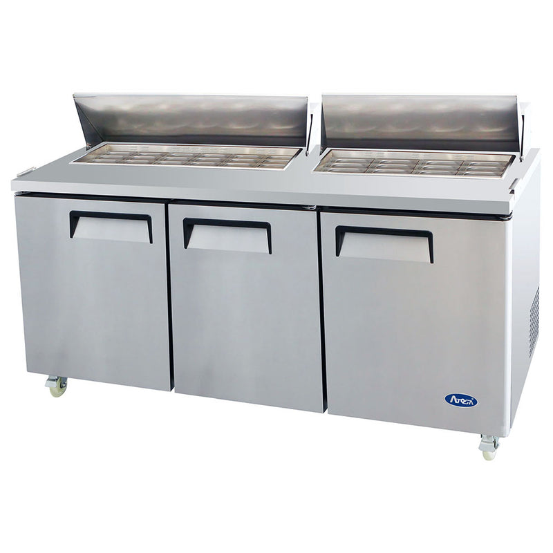 Atosa MSF8308GR - Mesa de preparación para sándwiches Mega Top de 72" de ancho - (3) Puertas - (30) Bandejas