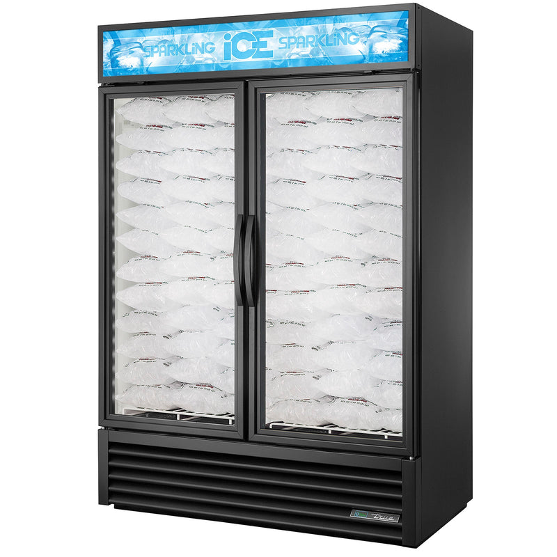True GDIM-49NT-HC~TSL01 - 54"W Bagged Ice Merchandiser - (2) Glass Doors