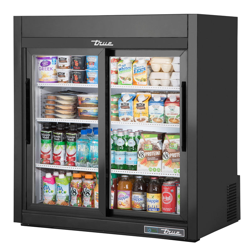 True GDM-09-SQ-HC-LD - 36"W Countertop Merchandiser - (2) Sliding Doors