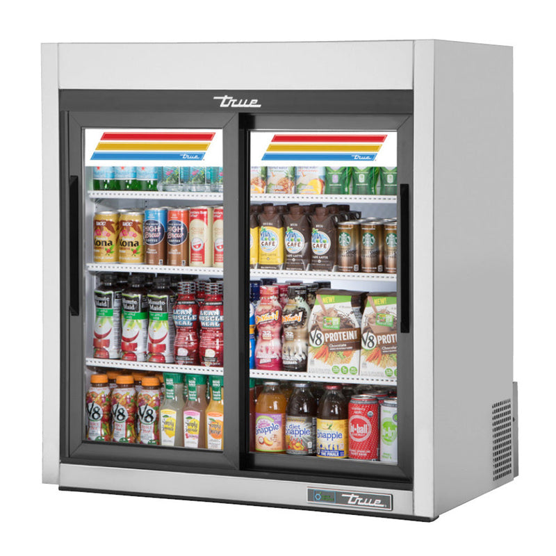 True GDM-09-SQ-HC-LD - 36"W Countertop Merchandiser - (2) Sliding Doors