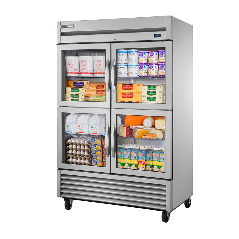 True T-49G-4-HC~FGD01 - 54"W Reach-In Refrigerator - (4) Half-Size Glass Doors