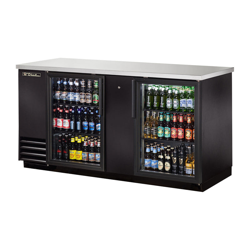 True TBB-3G-HC-LD - 69"W Back Bar Cooler - (2) Glass Doors - Black