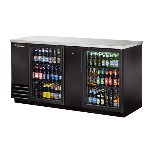 True TBB-3G-HC-LD - 69"W Back Bar Cooler - (2) Glass Doors - Black